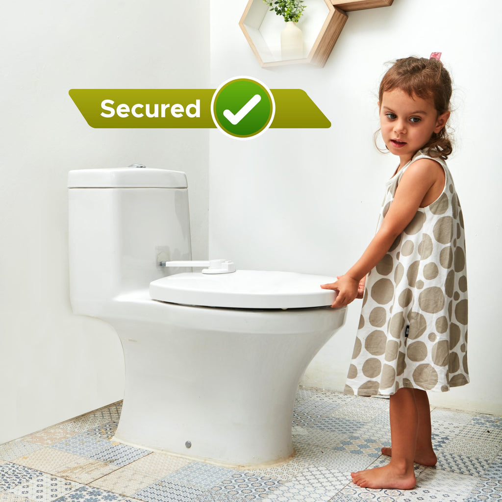 Toilet Lock by - 9"L x 4"W - Ideal Baby Proof Toilet Lid Lock - No Tools Needed Easy Installation with 3M Adhesive