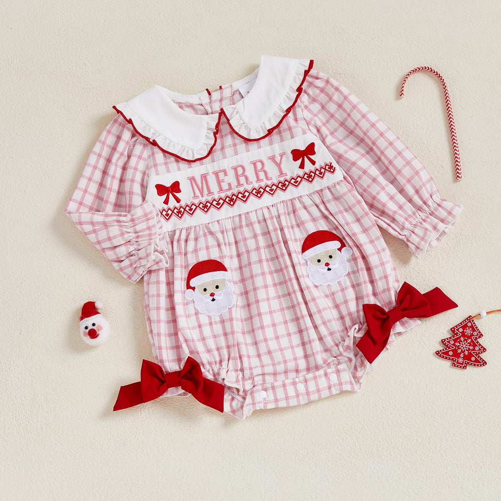 My First Christmas Baby Girl Romper Santa Claus Bodysuit Xmas Clothes