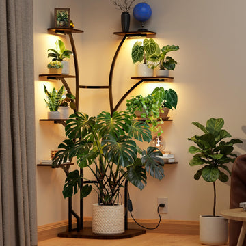 Corner Plant Stand with Grow Lights, 9-Tier, Full Spectrum
