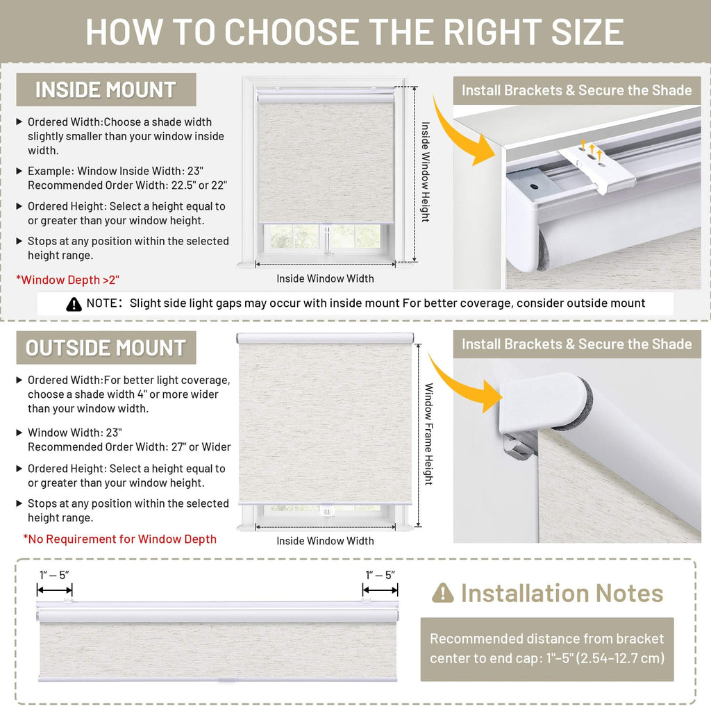 Blackout Cordless Roller Shades Blinds, Linen Beige