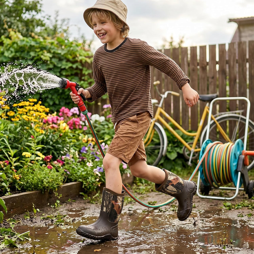 Barefoot Friendly Rain Boots for Kids Insulated Hunting Rubber Shoes