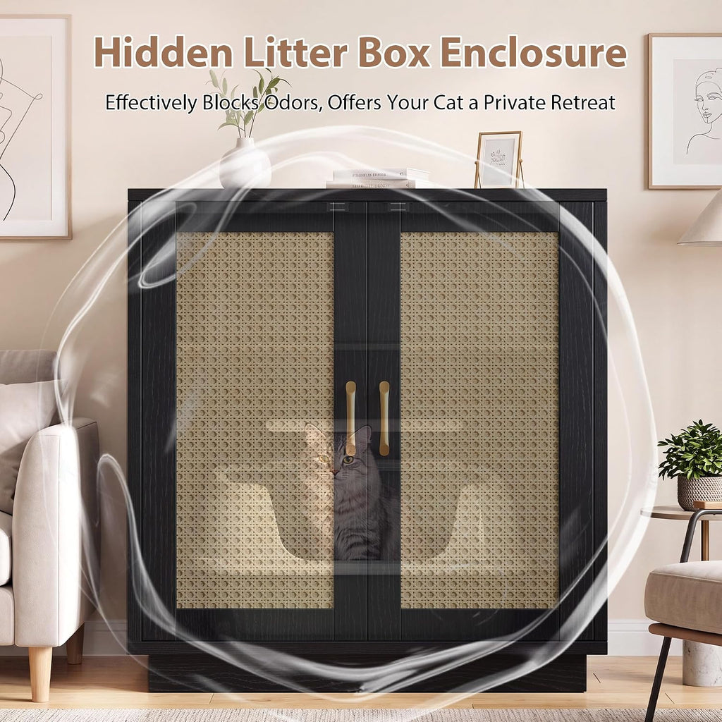 Cat Litter Box Enclosure Furniture-Hidden Storage