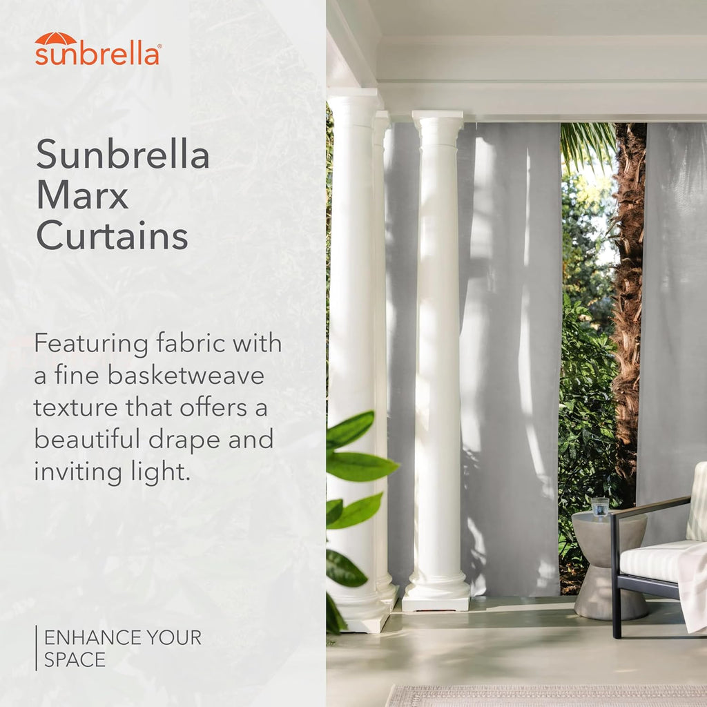 Marx Light Filtering Curtains | 50 in. W X 108 in. L | Gravel | Fade Proof Indoor & Outdoor Drapes with UV Protection