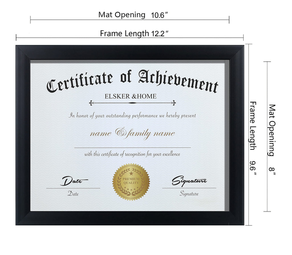 8.5x11 Certificate Frame - Classic Black Color Frame - Document&Certificate - Displays Diploma 8.5x11 Inch - For