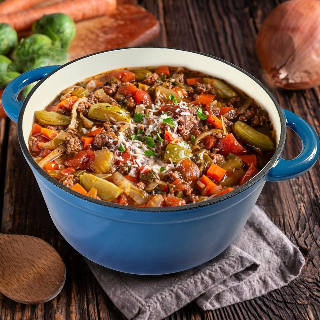 6QT Enameled Cast Iron Dutch Oven with Lid, Heavy-Duty & Non-Stick Cookware Pot for Braising, Stews, Roasting, Bread