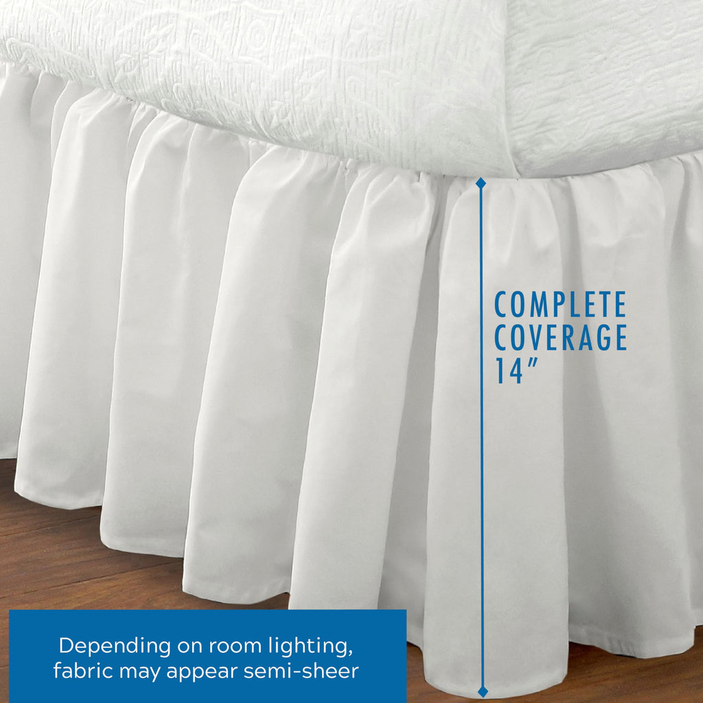Ideas Bedding Ruffled Bed Skirt, Classic 14" Drop Length, Gathered Styling, Twin, White FRE30114WHIT01