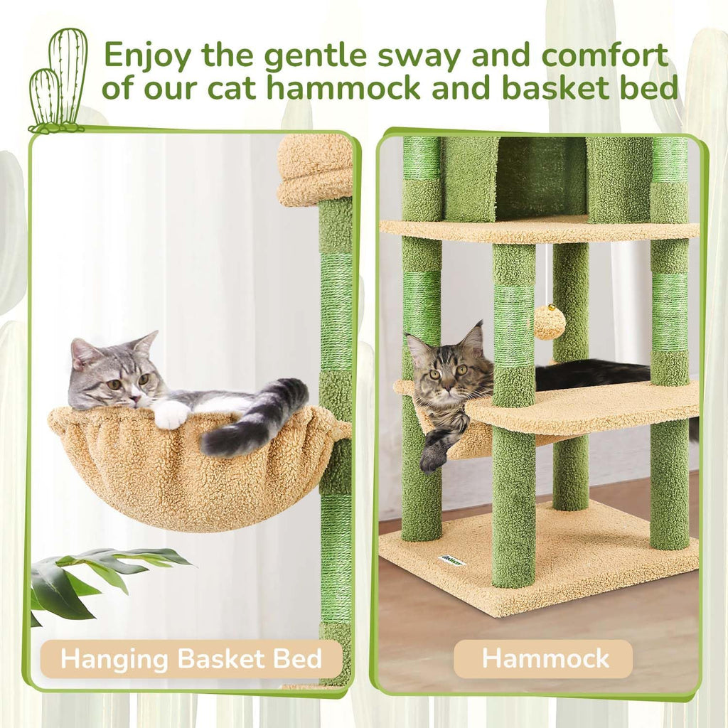 Cactus Corner Cat Tree Tower with Scratching Post, Green