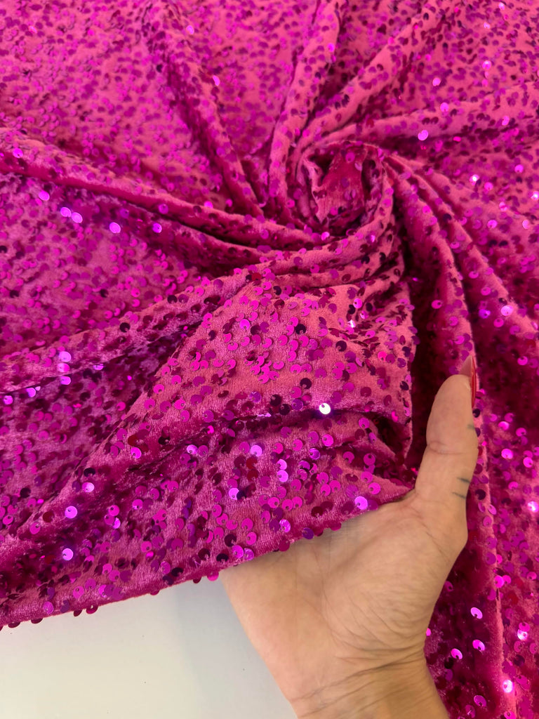 Sequin Velvet Fabric Soft Stretchy Cloth Glittering Sequins - Perfect for Dressmaking and Christmas Decor - 1 Yard of