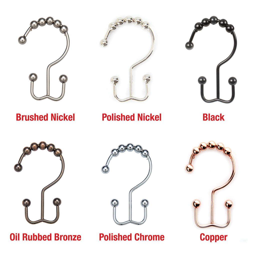 2lbDepot Copper Shower Curtain Hooks Rings, Premium Rust-Resistant Stainless Steel Metal, Double Dual Sided Hooks