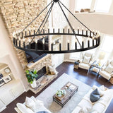 64 Inch Extra Large Black Wagon Wheel Chandelier 42-Light Farmhouse Wagon Wheel Chandeliers Round Industrial Ceiling Light fixtures for Outdoor Porch high Ceilings Living Dining Room Foyer Entryway A105-B0C5RF3HXN