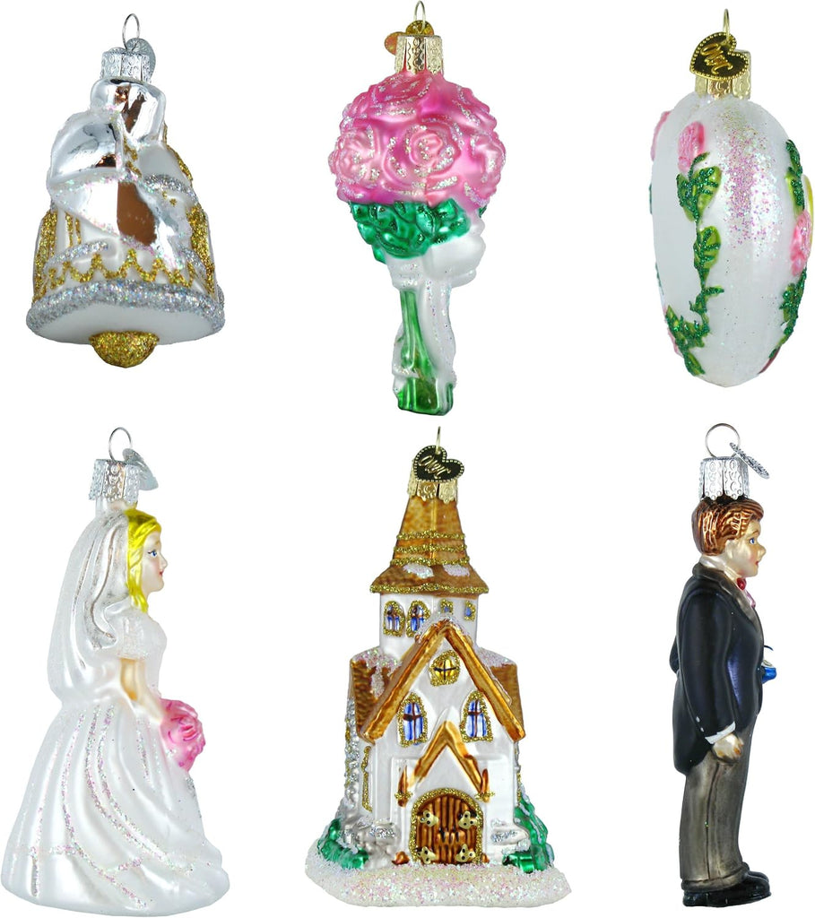 Wedding Collection Glass Ornament - Set of 6