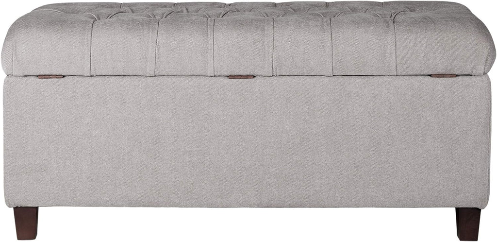 Home Decor | Tufted Ainsley Button Storage Ottoman Bench with Hinged Lid | Ottoman Bench with Storage , Grey