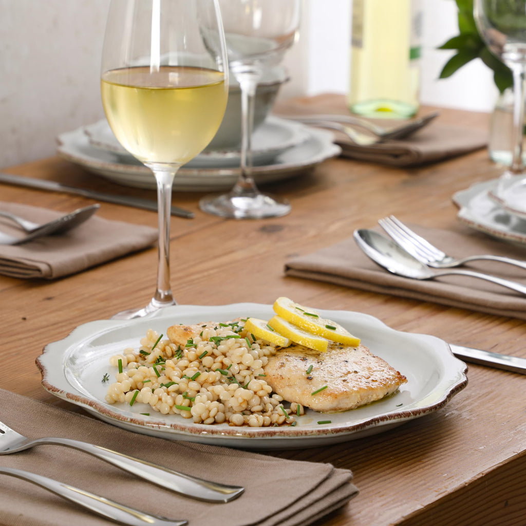 Kennon Road Plates and Bowls Set, 12-Piece Dinnerware Set, White Scalloped Stoneware Dishes, Dinner Plates