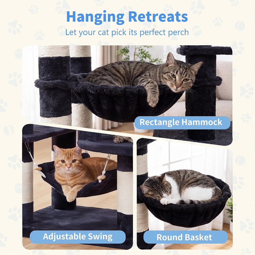 Cat Tree, 71-Inch-Tall Tower for Indoor Cats with 2 Perches