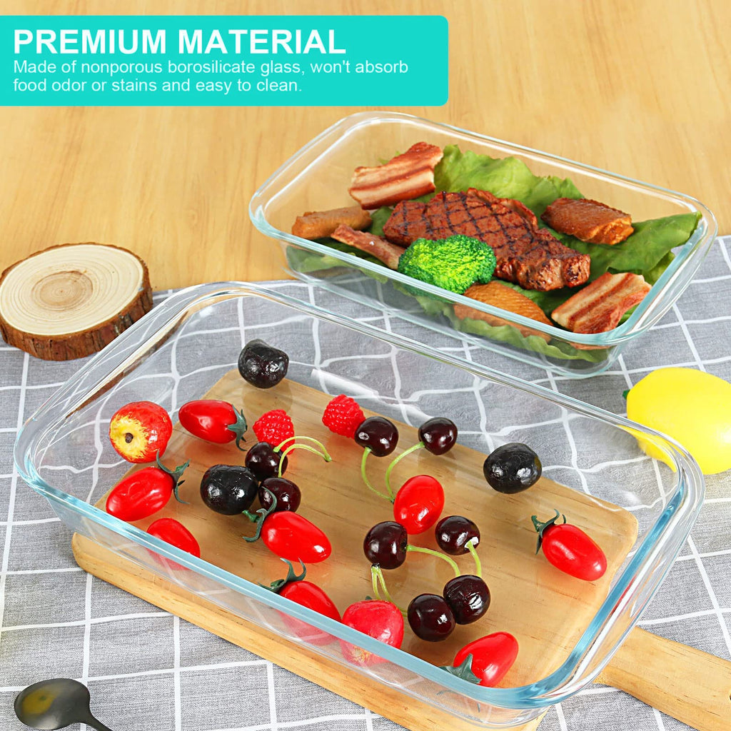 8 Pieces Glass Baking Dish with Lids, Green