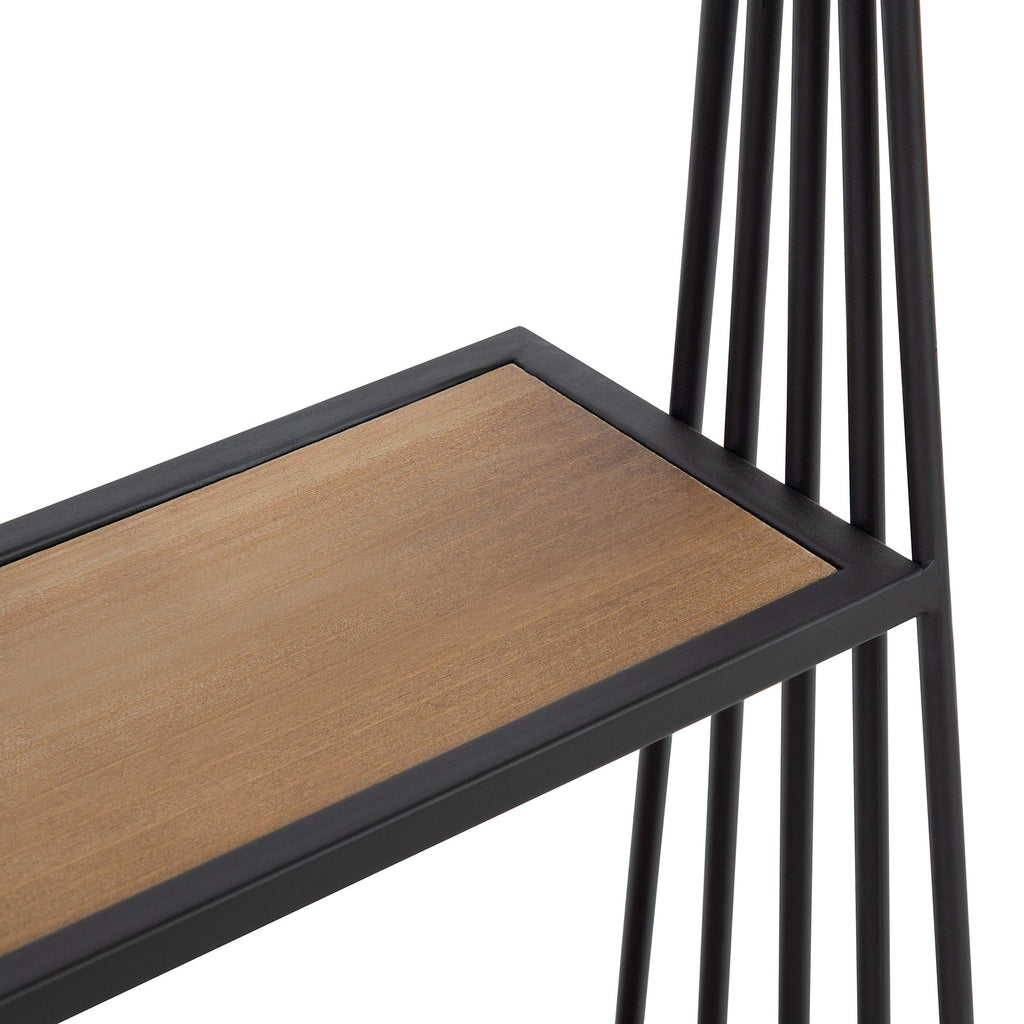 Nevin Rustic Three Tier Shelf, 23.25" x 30.25" x 8", Brown and Black, Modern Farmhouse Inspired Wall Storage and Decor
