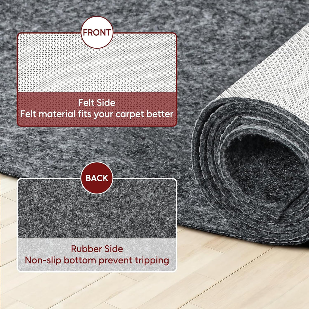 Felt and Rubber Backing Rug Pad, 5"x7" Non-Slip Rug Pads, 1/8" Thick, Under Area Carpet Protective Pads, Cushioned