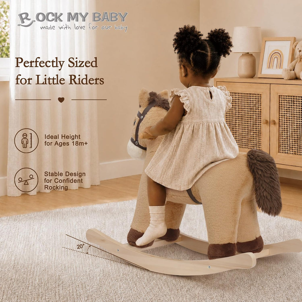 My Baby Rocking Horse, Rocking Animal with Realistic Sound, Stuffed Rocker for Toddlers 18M+, Soft Filling Ride on
