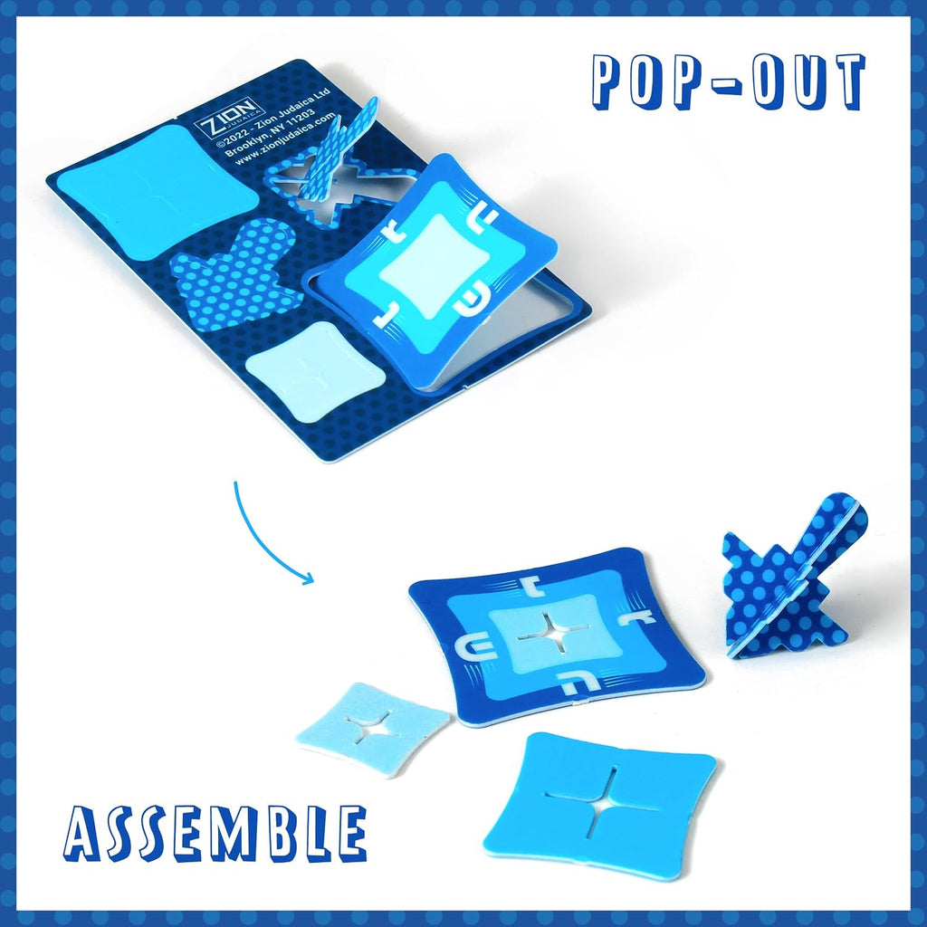 Dripless Hanukkah Candles Set - 45 Multi Tone Blue and White Ombre Spiral Candle Includes a DIY Dreidel, Prayer Card - Set of 45