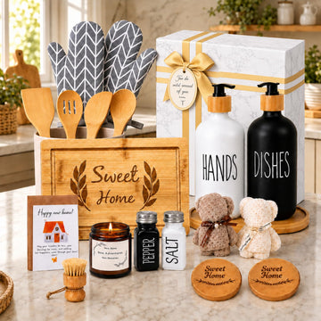 Warming gifts new home basket, New Home Gift Basket (21-Piece) - Thoughtful Housewarming Gift for Families & Couples