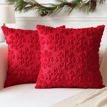 Set of 2 Wool Cushion Covers Soft Plush Short Wool Velvet Decorative Cushion Covers Christmas Sofa Cushion European