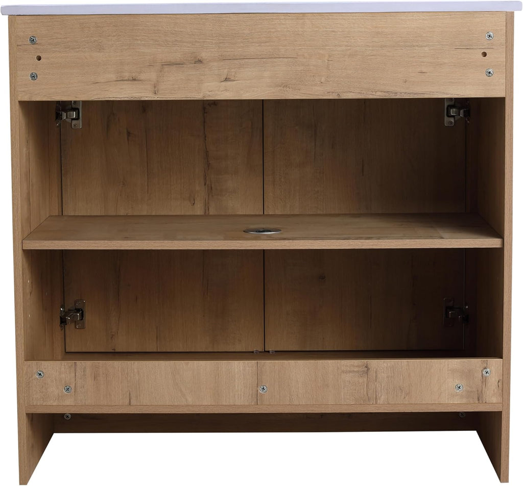 SSLine 36-Inch Bathroom Vanity with Sink Mid-Century Bathroom Vanities with Top Basin Floor Wood Bathroom Sink Cabinet