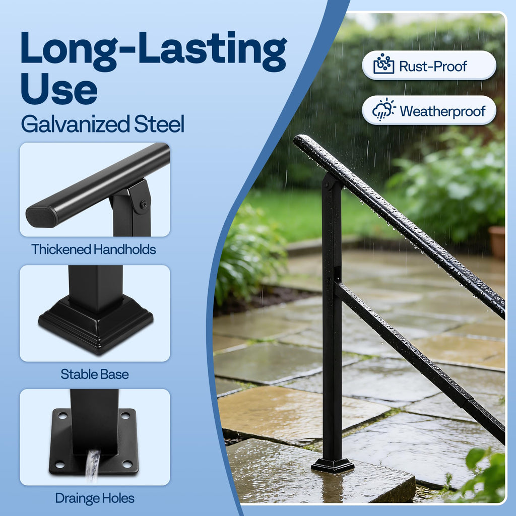 5 Step Adjustable Straight Oval Hand Rails for Outdoor Steps