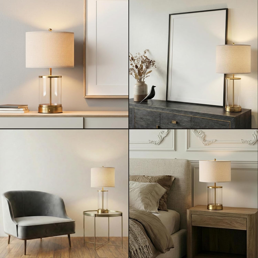 O’Bright Luma - Battery Powered Table Lamp, Cordless Glass Bedside Lamp with Rechargeable 10,000mAh Battery