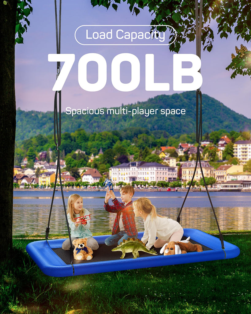 Tree Swing for Kids and Adults, 60" Waterproof Rectangle Platform Swing, 700lbs Heavy Duty with Adjustable Straps