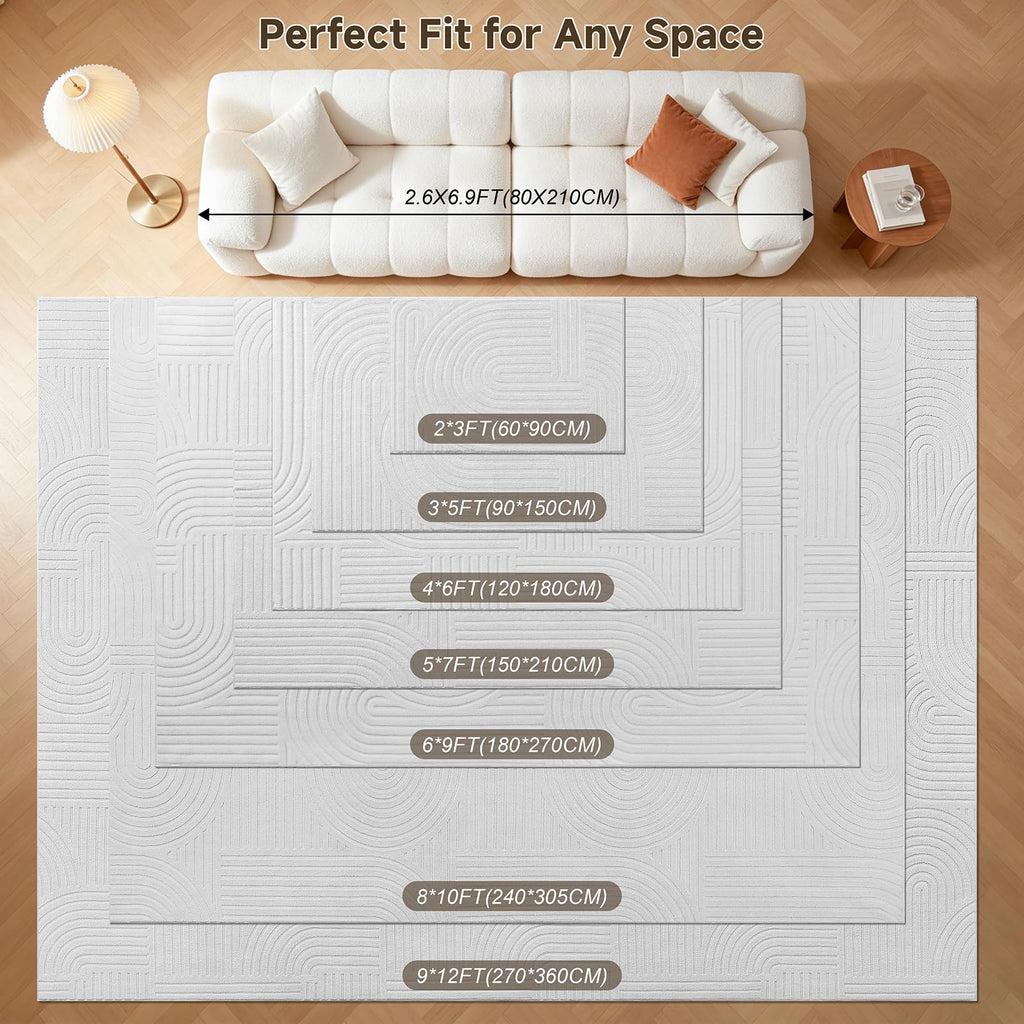 Area Rugs, Modern Non Slip Washable Rug, White
