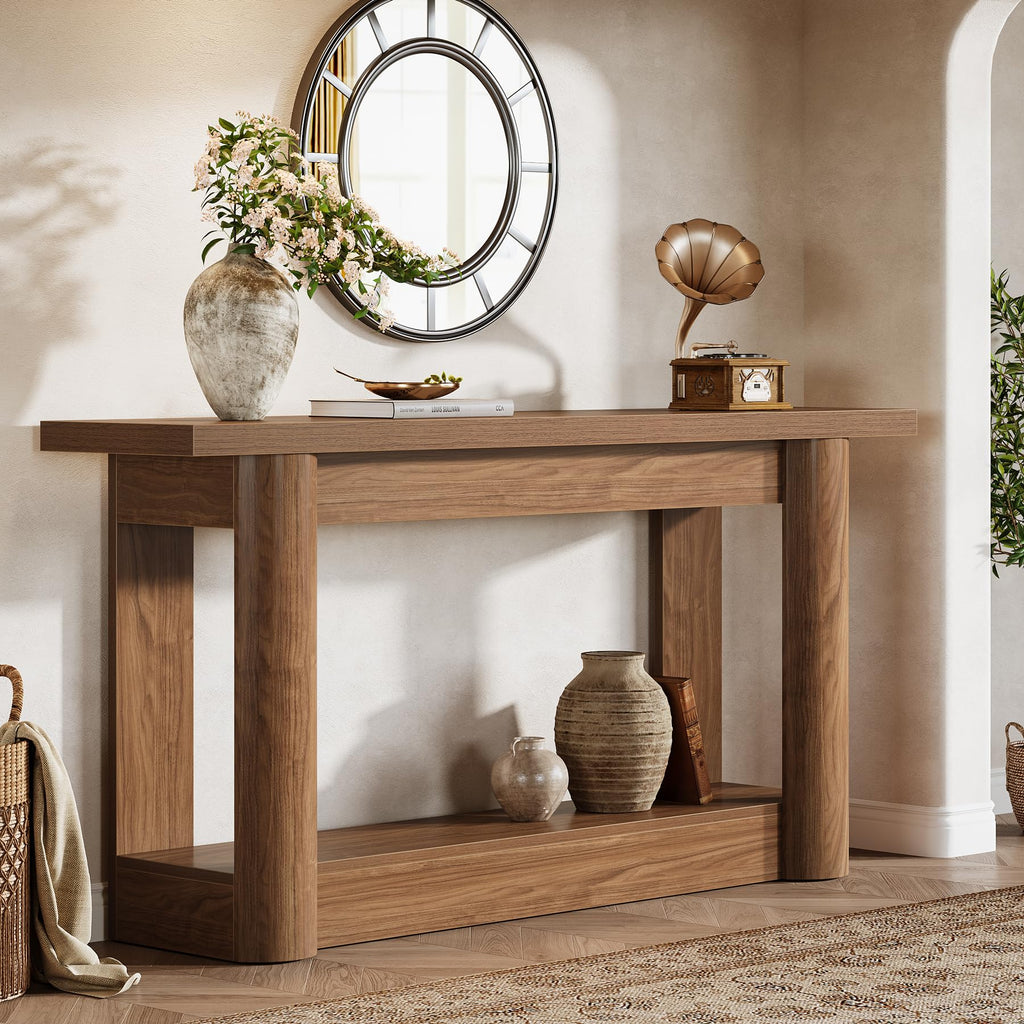 63" Farmhouse Console Table, Narrow Long Sofa Table Behind Couch