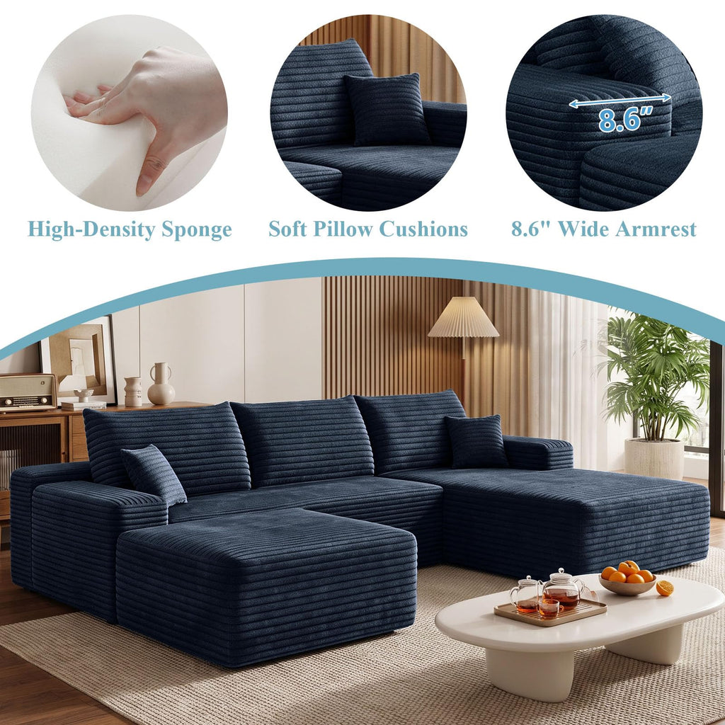 Boneless Cloud Sectional Couch Modular Sofa with Ottoman