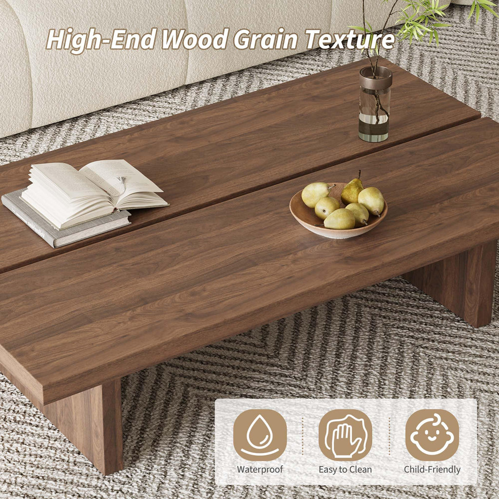 47" Low Coffee Table, Minimalist Modern Coffee Tables