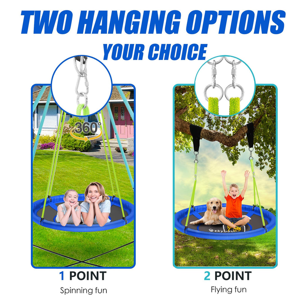 43" Tree Swing Saucer Swing with Tree Straps Durable Textilene Fabric