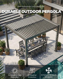 Louvered Pergola, 5x8 FT Outdoor Pergola with Adjustable Roof and Drainage System