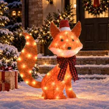 Fox Outdoor Christmas Decorations, 50 Warm White LED Lights, 27 in