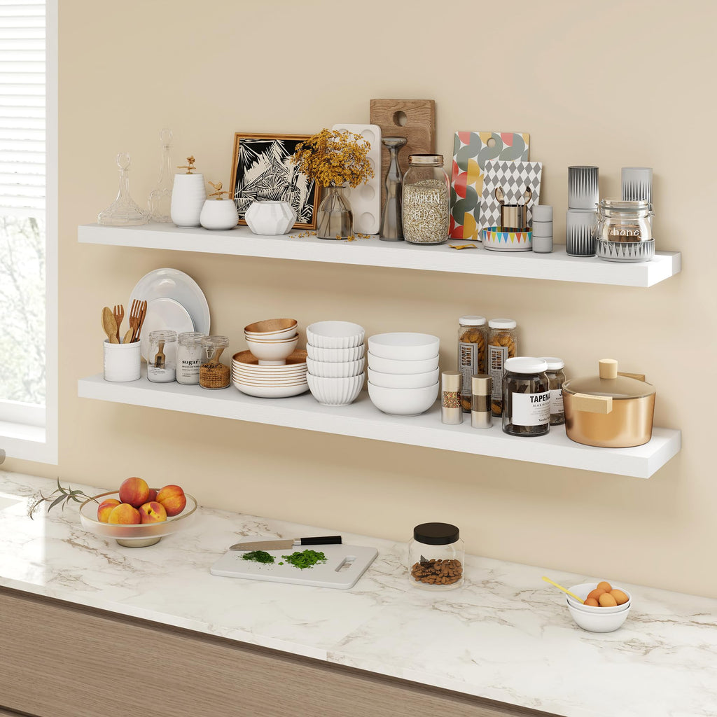 55 Inch Floating Shelves, 9.3" Deep Floating Shelf Wall Mounted, 56" Wall Shelves, Rustic Deep Bookshelf, Large