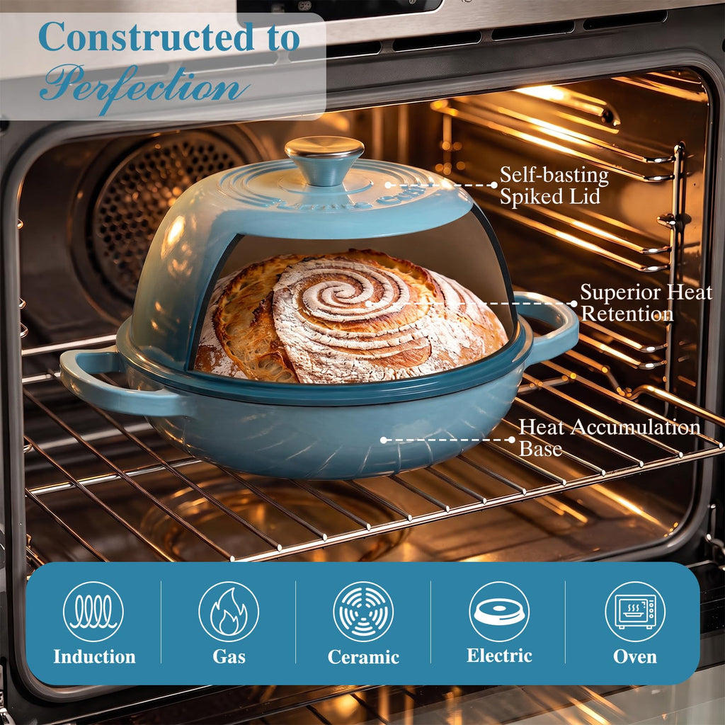 6QT Enameled Cast Iron Dutch Oven Bread Baking Gift Set