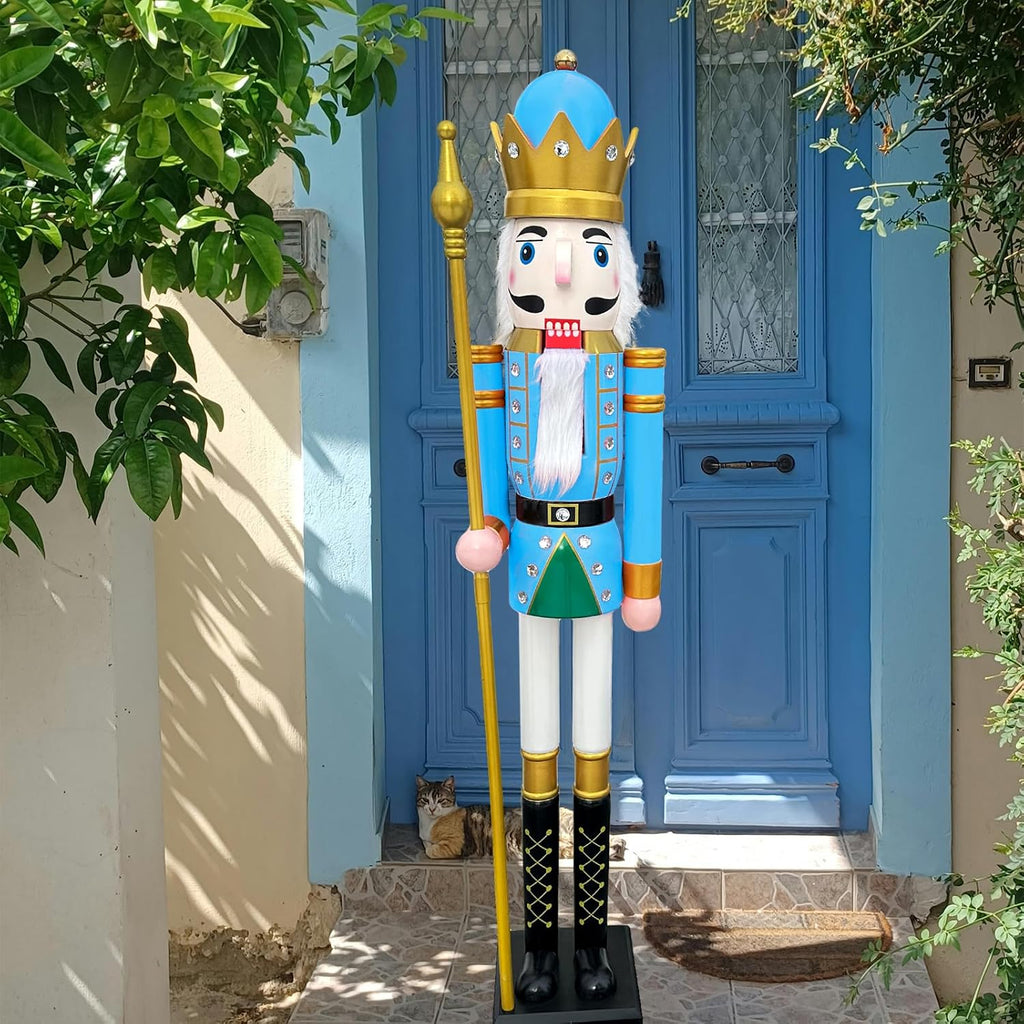 5FT Wooden Christmas Nutcracker King (5 feet, King Pastel Blue BK17)