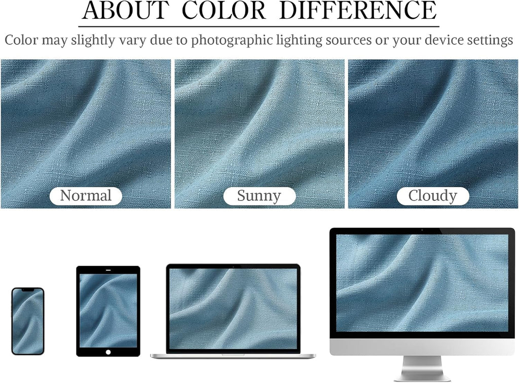 Dusty Blue Linen Texture Curtains for Living Room Bedroom Pinch Pleated 84 Inch Length Semi Sheer Window Curtains 2