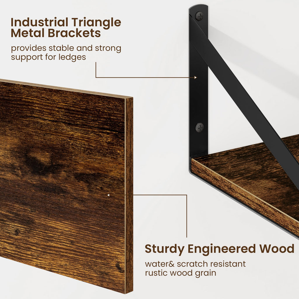 Floating Shelves for Wall, 12 Inch Deep Floating Shelves Set of 2, 36W x 12D Large Wall Shelf with Sturdy Metal