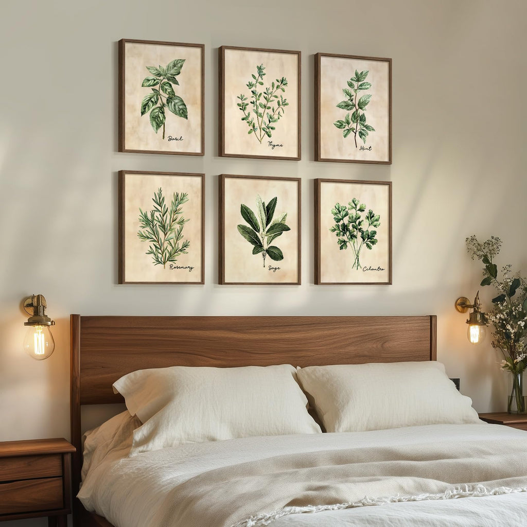 Framed Rustic Sage Green Botanical Wall Art, 6 Piece 11x14 In