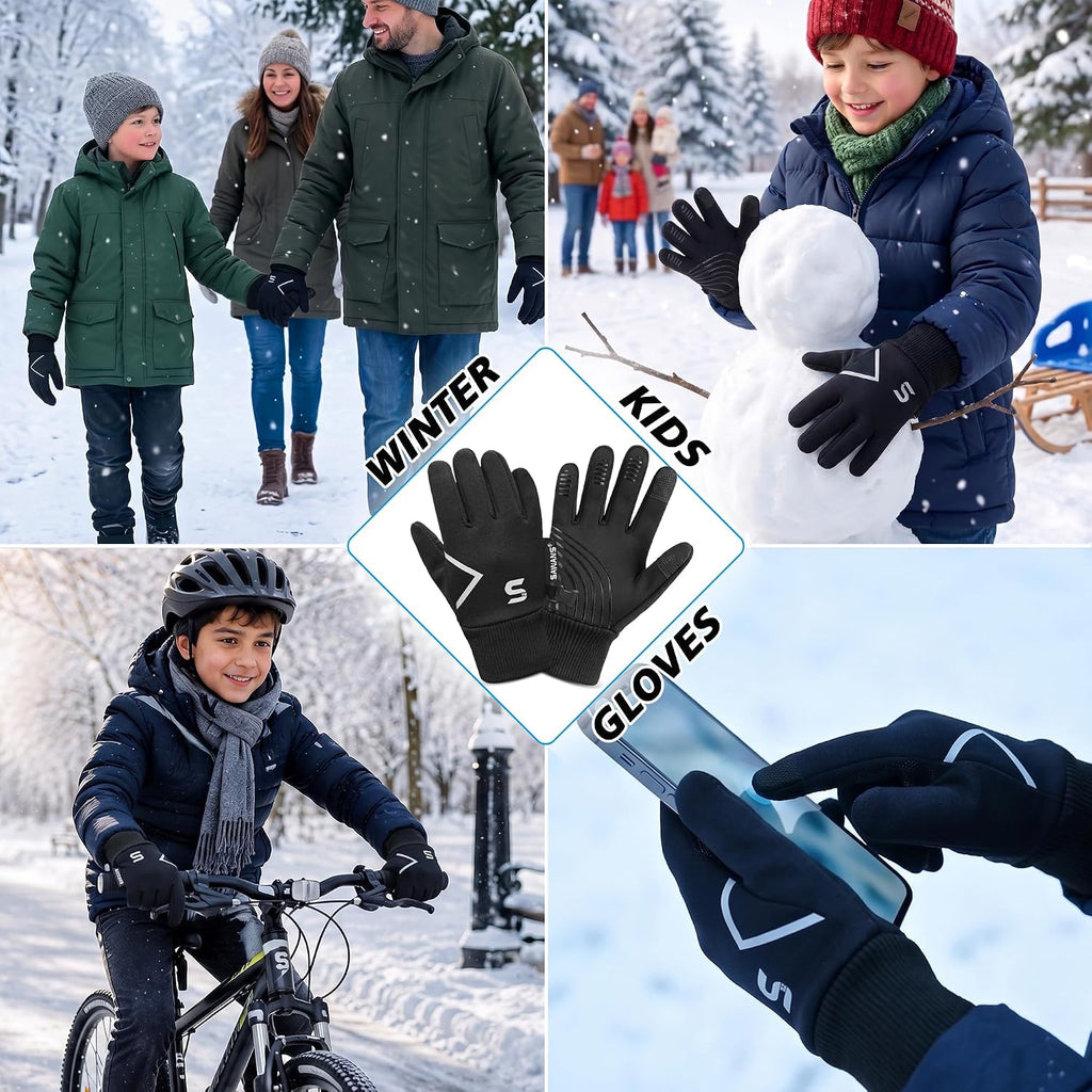 Kids Running Sports Gloves Cycling Boys Winter Touch Screen Thermal Children Girls Windproof Outdoor Anti-Slip Gloves