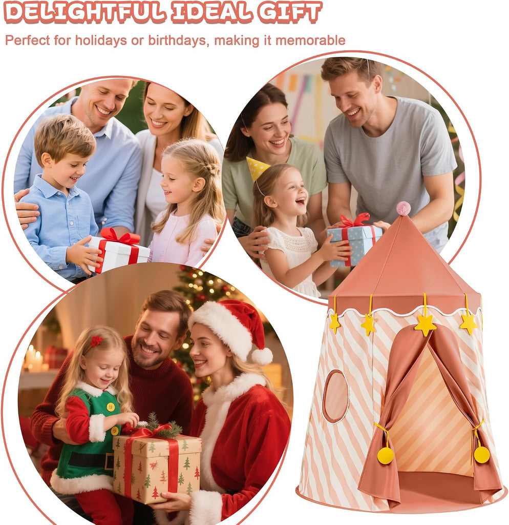 Kids Play Tent, Princess Castle Pop Up Tent Kids with Star and Window, Portable Toddler Play Tent Indoor