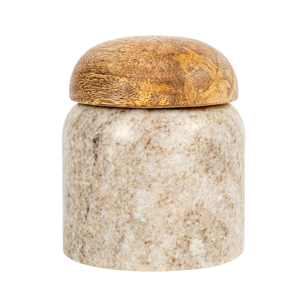 Co-Op Unique Marble and Mango Wood Pinch Pot Canister with Lid, Natural