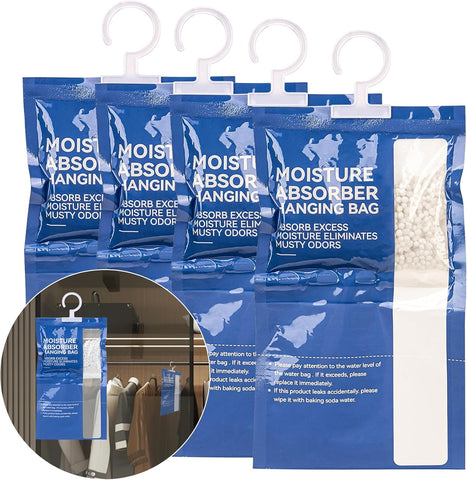 Dehumidifier Bags Hanging Moisture Absorbers - 4 Packs Dehumidifiers for Home Closet Bathroom Basement