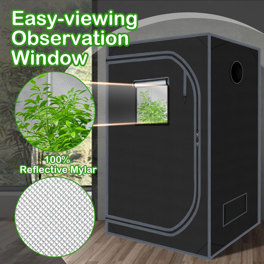 4x4 Grow Tent 48"x48"x78" 600D Mylar Hydroponic Growing Tents for Plant