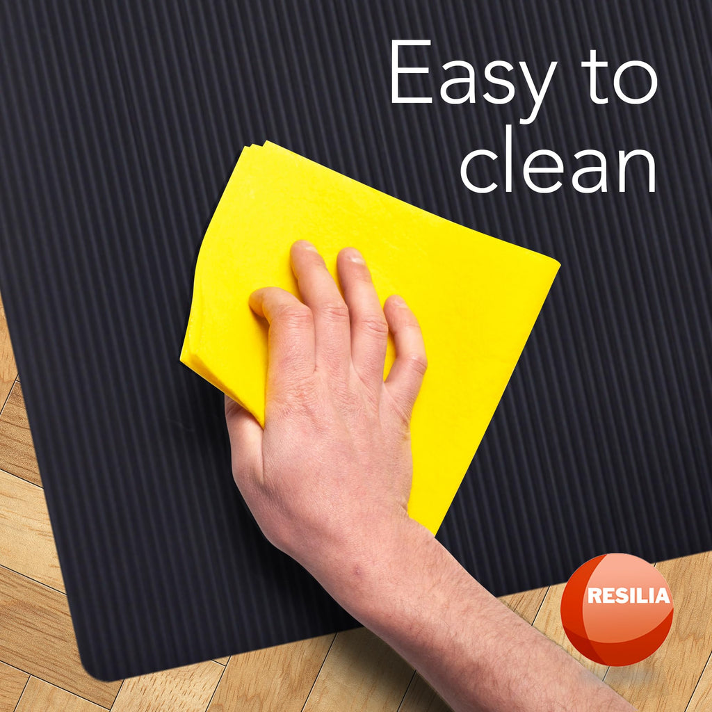 Black Plastic Floor Runner - Embossed Wide Rib Waterproof Vinyl, Heavy Duty Protector Mat for Indoor Hardwood, Hard