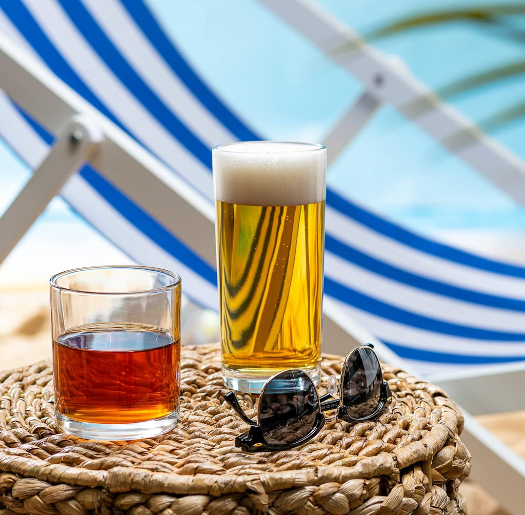 Everyday Drinking Glasses Set of 8 Drinkware Hurricane Glasses, Kitchen Glasses for Cocktail, Iced Coffee, Beer, Ice