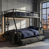 Twin Over Full Bunk Beds with Trundle, Heavy Duty Metal Triple Bunk Bed Frame